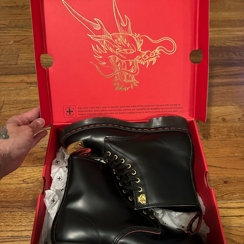 Dr. Martens Black Combat Boots year of the dragon edition